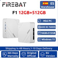 Firebat F1 Mini-PC AMD Ryzen 5 7640Hs 12GB DDR5 512GB SSD Windows 11 Wi-Fi 6 BT5.2 USB4.0 Gaming Desktop Mini-Computer