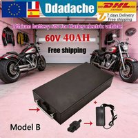 60V 40Ah Li-Ionen-Akku für Elektromotorräder, 2000W, für Harley zweirädrigen, faltbaren Citycoco Elektroroller, kostenloses Ladegerät