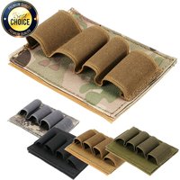 Tactical 12/20Ga 4 Round Ammo Carrier Holder Shotgun Shell Molle Nylon Magazine Pouch Panel Flashlight Pen Organizer