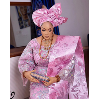 Nigerian Breathable 3D Cotton SEGO Hairwrapper Swiss Hayes Headtie Gele Ipele Headscarf Set African Women's Wrapper 2Pcs/bag