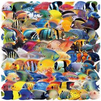 50/100PCS Transparent PET Ocean Fish Stickers Phone Luggage Water Cups Computer Office Stationery Decoration Waterproof Stickers