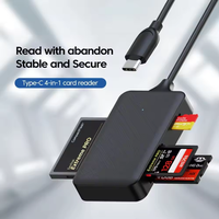 4 In 1 USB/Type-c Card Reader for CF/SD/TF Micro SD/Micro Card for Wind Memory Smart Card Reader