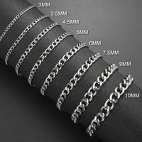 My Shape Fashion Cuban Chain Men Bracelet Stainless Steel 3/5/7/9mm Width Chain Bracelets Figaro Chain Wrist Jewelry Couple