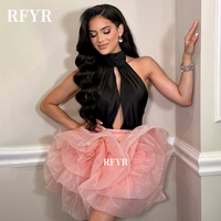 RFYR Mini Prom Dress Halter Party Dress Layers Evening Dress with Pleats فساتين مناسبة رسمية Customized
