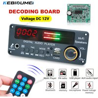 KEBIDUMEI Bluetooth 5.3 DIY MP3 WAV Decoder Board DC 12V Wireless Car USB MP3 Player TF Card Slot USB FM Radio with 6.5MM Mic