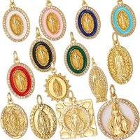 Jesus And The Virgin Mary Charms For Jewelry Making Supplies Zircon Gold Color Dijes Diy Earring Necklace Bracelet Accessories