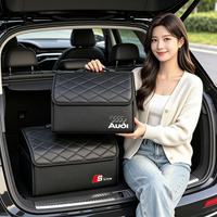 Audi Car Leather Trunk Organizer Box Foldable Storage Bin For Audi Sline A2 A3 A4 A5 A6 A7 A8 B9 B6 C6 C7 Q2 Q3 Q4 Q5 Q6 Q7 Q8