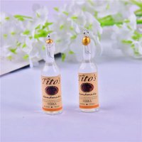 2pcs/pack Tito 3D Alcohol Bottle Resin Charms Pendant Earring Keychain DIY Fashion Jewelry Accessories