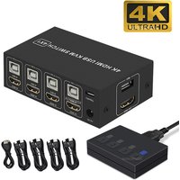 4K HDMI KVM Switch 4 in 1 out 4K 60Hz HDMI USB KVM Switcher 4x1 for 4 PC Share Monitor Mouse Keyboard with Desktop Controller