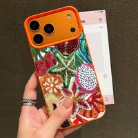 Retro Fruit Lichee leather pattern Phone Case For iPhone 17 16e 16 15 14 13 12 11 Air Pro Max Plus X XR XSMax Shockproof Cover
