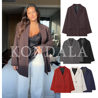 KONDALA Blazer Élégant Croisé pour Femme, Tendance, Col Revers, Printemps-Été 2026, Style Minimaliste pour le Bureau