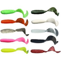 5Pcs Curly Tail Grub Soft Bait, Ribbed Body Luminous Silicone Lure for Bass Pike, Versatile Texas/Carolina Rig Tackle