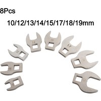 8Pcs Wrench 3/8Inch Drive Ratchet Crowfoot Wrench 10-19mm Movable Metric Foot Open End Spanner Crows Foot Wrench Nut Wrench Head