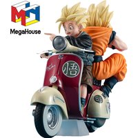 Original in Stock MegaHouse Dragon Ball Z - Son Gohan SSJ - Son Goku SSJ Desktop Real McCoy EX - & Bike Anime Figure Garage Kit