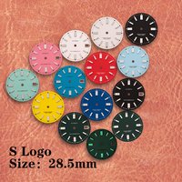 28.5mm S Logo New Matte Dial Suitable for NH35/NH36/4R/7S Japan Movement Green Luminous Watch Modification Accessories