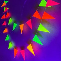 Neon Party Decoration Bunting Paper Garland Big Triangle Flags for Glow in the Dark Party Supplies Neon Birthday Decor