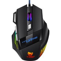 T-WOLF Wired Gaming Mouse 7-Button RGB Backlit Ergonomic Mechanical Mouse for PC Gamer