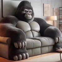 Gorilla King Kong Two-Dimensional Leather Sofa Bed Creative Large Small Apartment Living Room Furniture With Fabric Upholstery