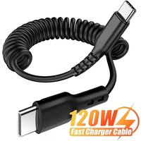 Type C To Type C Spring Cable PD 120W Super Quick Charging Data Cable Wire for IPhone 16 15 Serie Samsung Xiaomi USB C Data Cord