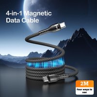 2M Magnetic Fast Charge Cable PD100 Braid USB C Cable Retractable Anti-tangles 4in1 Charging Cord for IPhone Laptop Car Charger