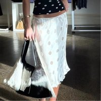 French summer retro sexy elegant polka dot white loose drape slightly transparent mid length skirt gentle women's clothing
