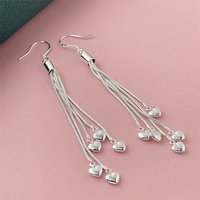 Popular 925 Sterling Silver Classic 70MM Upper Tassel Heart Earrings for Women Fashion Girlfriend Wedding Jewelry Gifts