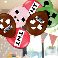 10pcs Pixel Miner Style Latex Balloons for Gamer Birthdays & Mining Craft Festival Themed Parties, Perfect Wall Decorations Fun