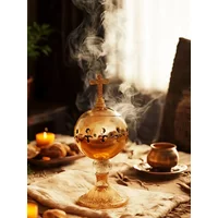 Elegant brass incense burner, charcoal incense burner, with a smooth surface and stylish craftsmanship, ideal for home decoratio