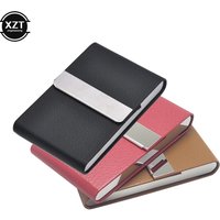 3 Colors PU Leather Business Card Holder with Magnetic Buckle Slim Pocket Name Card Holder Stainless Steel Credit Card ID Case