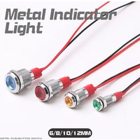 LED Metal Indicator Light 6/8/10/12mm With Wire Waterproof Highlight Signal Light Wire Switch 5V12V24V220V Red Yellow Green
