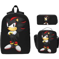 Shadow The Hedgehog Backpack Boys Girls BookBag School Bag Computer Shoulder Bags 3ps Insulated Lunch Bag Pencil Case