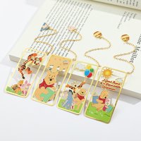 1pc Winnie the Pooh Bookmarks Disney Metal Bookmarks Fans Girls Gifts Kids Collections Book Fans Stationery Reading Markers