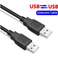 Double USB Computer Extension Cable USB 2.0 Type A Male to A Male Cable Hi-Speed 480 Mbps Black Data Line Cables for Hard Disk