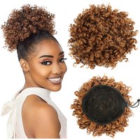 Afro Puff Hair Bun Chignon Accessories Short Drawstring Ponytail Synthetic Kinky Curly Ponytail Wrap On Hair Pieces For Women