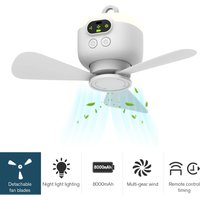 Portable Ceiling Fan Light Rechargeable Camping Fan with Remote Control Tent Fan for Outdoor Camping Dorm