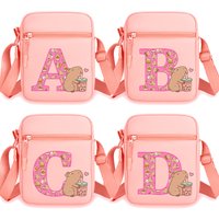 Capibara Letter A-Z Crossbody Bag Kids Kawaii Capybara Shoulder Bags Girls Outdoor Sport Messenger Bag Travel Purse Women Gift
