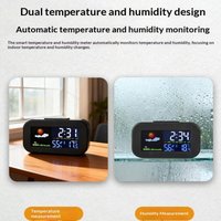 With Color Display - Temp & Humidity Monitor Backlit For Kids & Teens Perfect For Bedroom/Dorm Desk Weather Station Clock