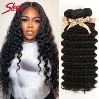 Sleek 12A Deep Wave Bundles Human Hair 100% Human Hair Unprocessed Brazilian Virgin Wet And Wavy Human Hair Weave Bundles