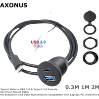 For Waterproofing of Automobiles, Ships, and Motorcycles 5Gbps Type-C Male to USB 3.0 & Type-C Female Car Flush Mount Cable