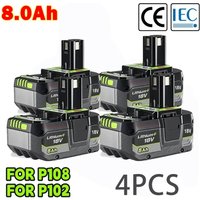 Für Ryobi 18V 8,0AH Lithium-Akku 18V mit geringer Selbstentladung, geeignet für alle 18V Werkzeuge P104 P107 P108 RB18L50 RB18L20