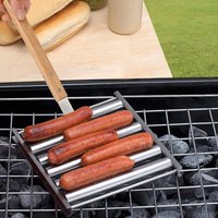 Hot Dog Roller Hot Dog Grill Roller Stainless Steel BBQ Hotdog Roller with Wooden Handle 5 Hot Dog Capacity Grill Accessories