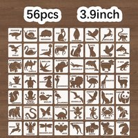 56PCS 3.9inch Animal Stencil Set Reusable Drawing Templates for DIY Painting Scrapbooking Journal Craft Decor