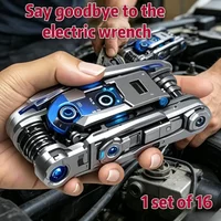 16-in-1 Socket Wrench Set with Non-Slip Rotating Head, Durable Stainless Steel Universal Tool for Home & Car Repairs Amagi