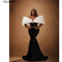 Elegant Beading Prom Gown Black White Mermaid Evening Dress 2025 Off Shoulder Party Long Gown Vestdos De Fiesta Customized
