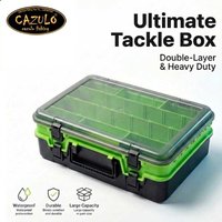 CAZULO Oversized Capacity Double‑Layer Fishing Tackle Box, Waterproof Hand‑Held Organizer for Lake, River, Seashore Fresh‑Salt