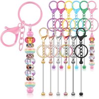 Beadable Keychains Bars Bulk Blank Beaded Metal Keychain for Craft DIY Gift