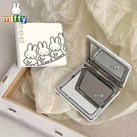 Miffy Portable Mirror Mini and Cute Folding Double-Sided Mirror Convenient Touch-Up Mirror One Side Can Be Enlarged