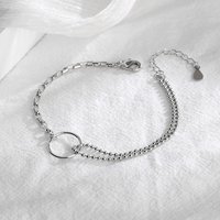 Silver Bracelet Elegant Circle Asymmetric OT Clasp Double Layers Heart For Woman Girl Fashion Jewelry Gift Dropship Wholesale