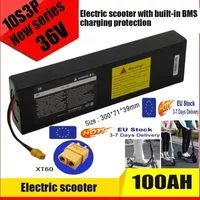 36V 100Ah Wiederaufladbarer Lithium-Akku 18650 10S3P 500W Leistung Modifizierter 36V Elektroroller-Akku mit BMS, XT60 XT30 Stecker