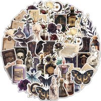 50PCS Creative Popular Dark Aesthetics Diary Book Stickers DIY Notebook Hand Waterproof Stickers